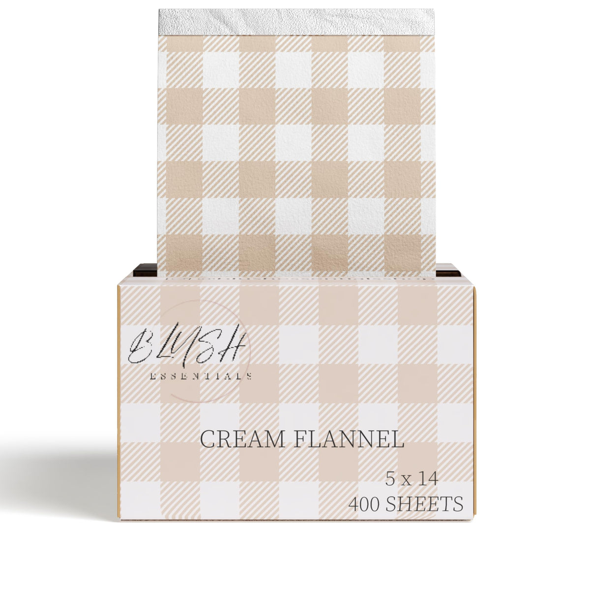 Blush Essentials cream flannel pop up foil dispenser keeps your workstation tidy during color applications.
