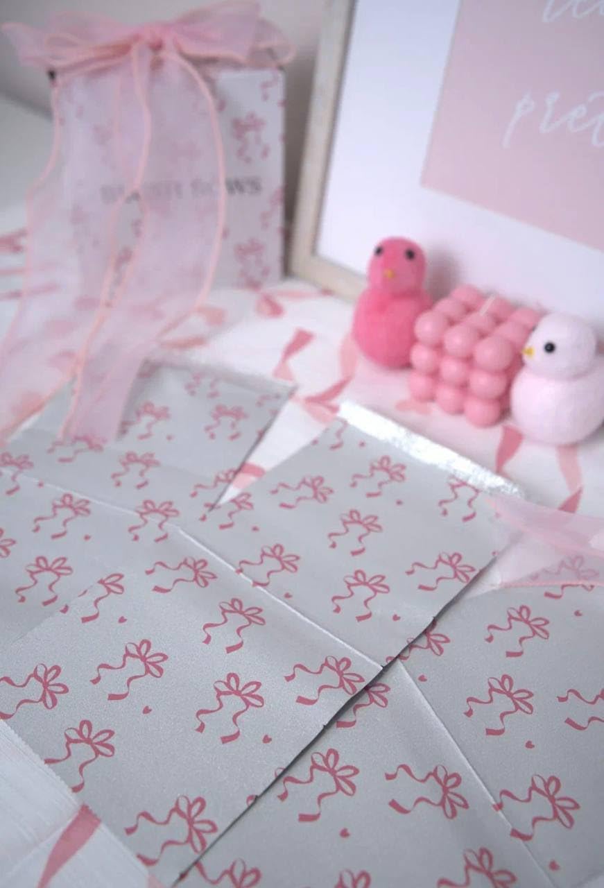 Blush Essentials hair foils with blush bows design adds stylish branding to professional tools.