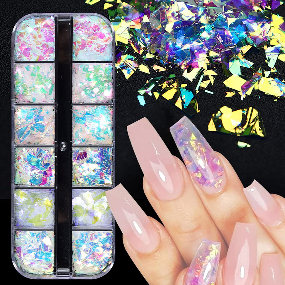 BMKKOT mermaid nail sequins pink blue green for mermaid-inspired sparkle.