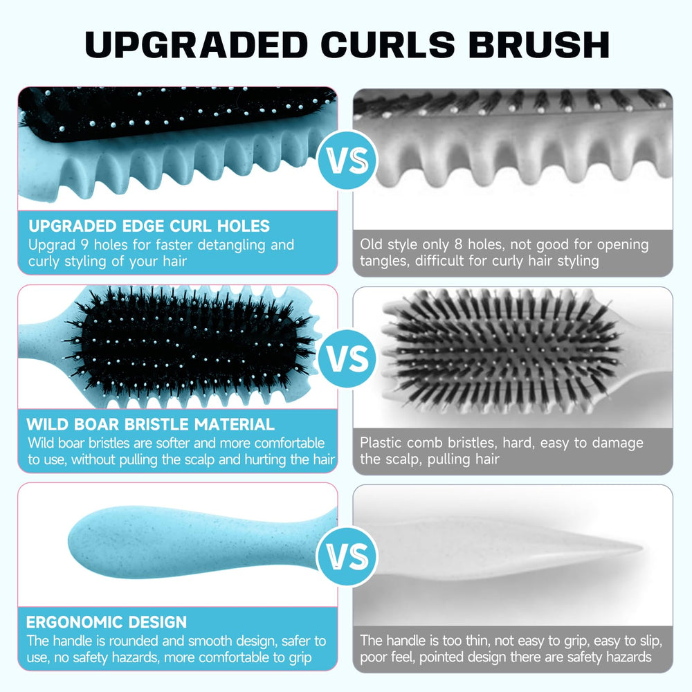 BMONATY curl brush side view highlights ergonomic handle for comfortable styling.