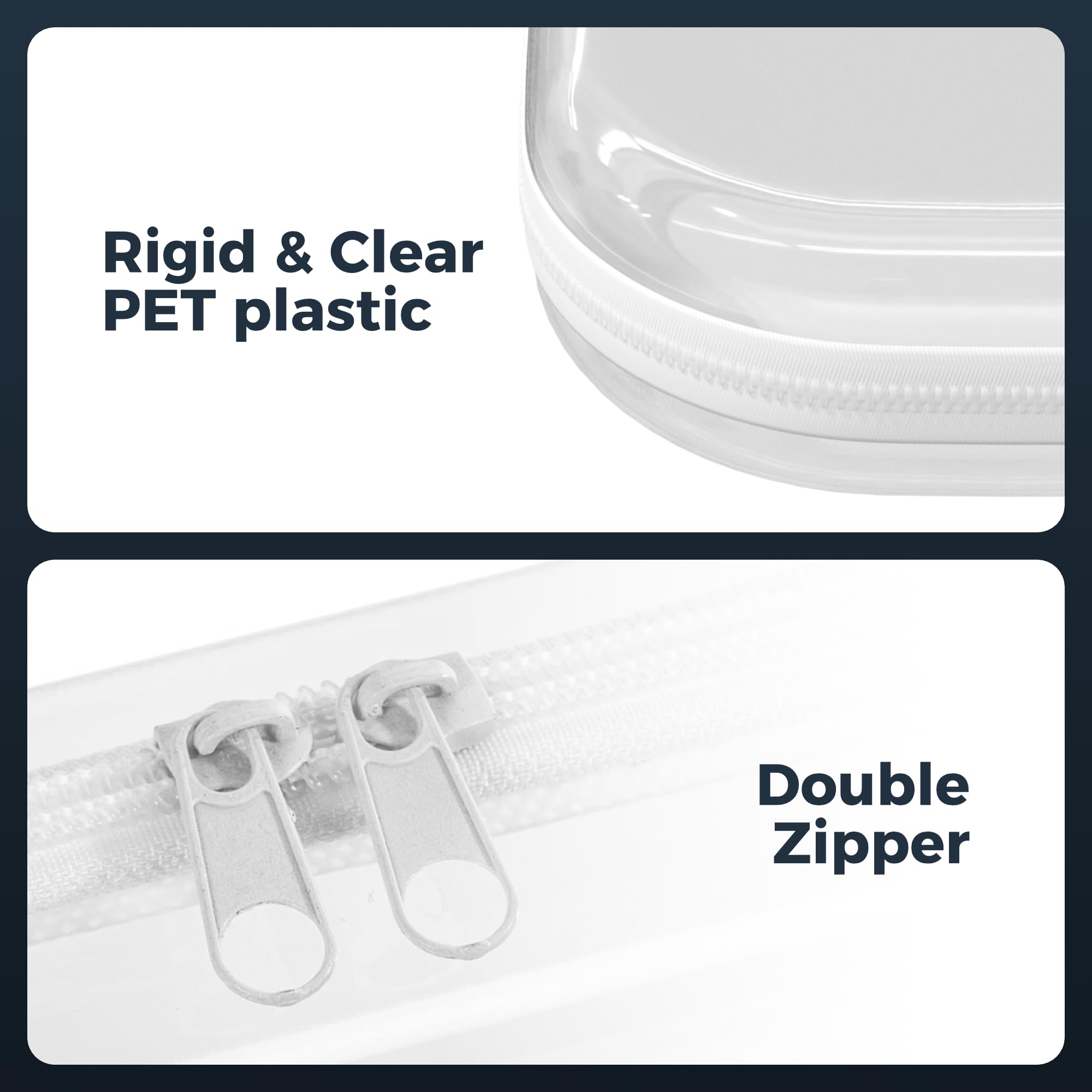 B'More Brands clear shell case shows secure double zippers for easy access