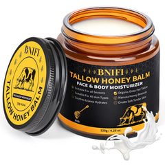BNIFI Tallow and Honey Balm on face for deep moisture and softness.