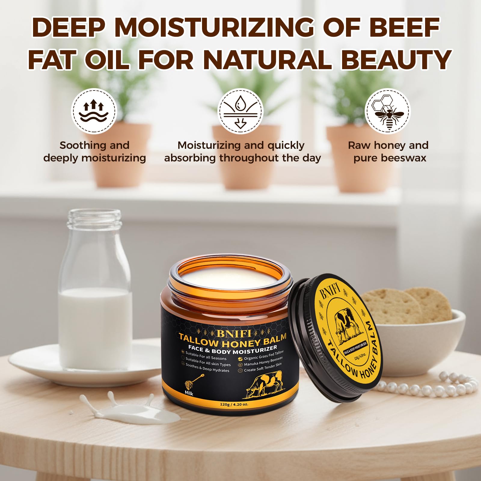 BNIFI balm texture swirl highlighting smooth skin when applied.