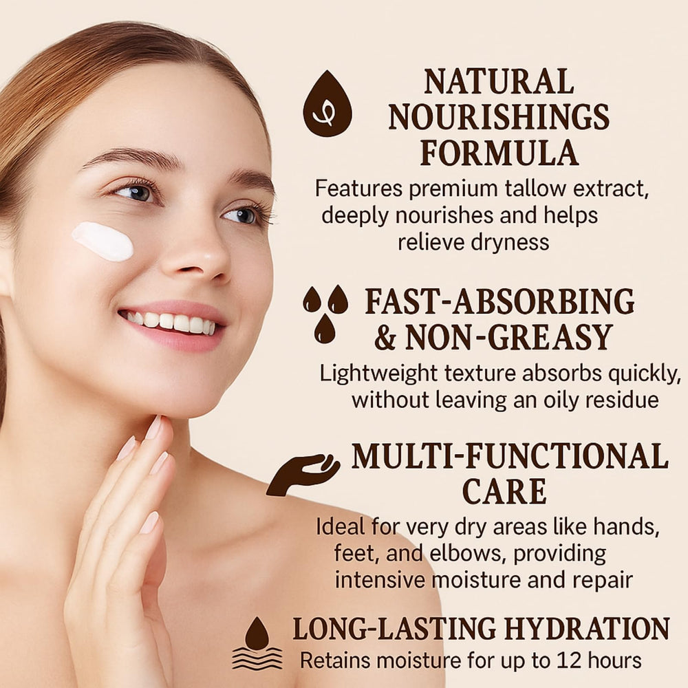 BNNBRGA Tallow Honey Cream application on the face for daily moisture