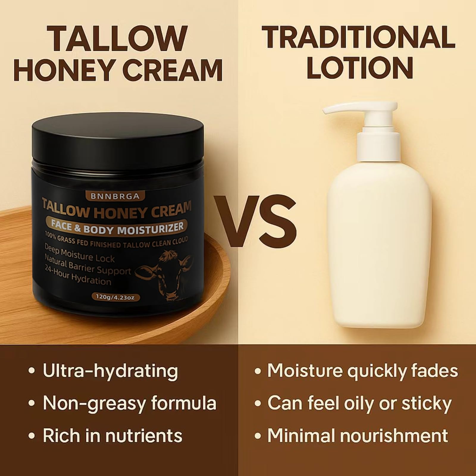 BNNBRGA Tallow Honey Cream skin barrier support in use