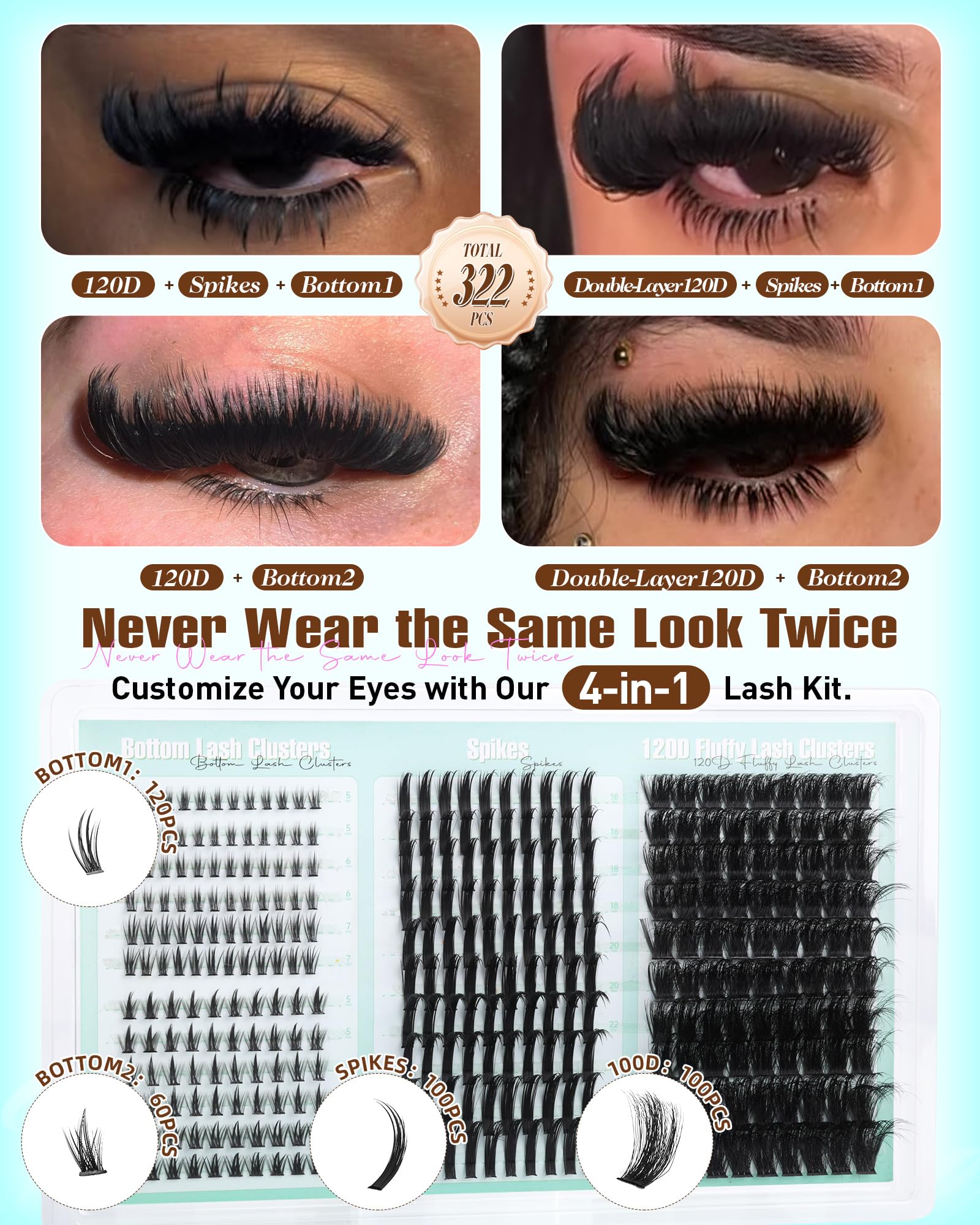 Boahankuke bottom lashes 5-7mm soften lash line for subtle definition.