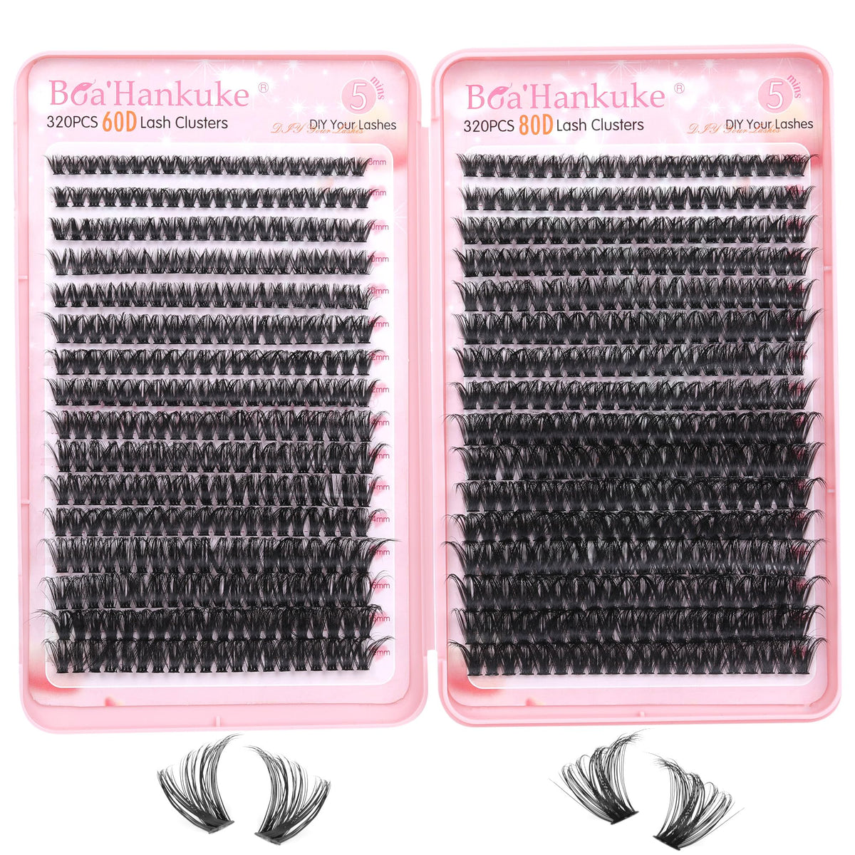 Boahankuke all-in-one 640pcs lash clusters package for at-home extensions