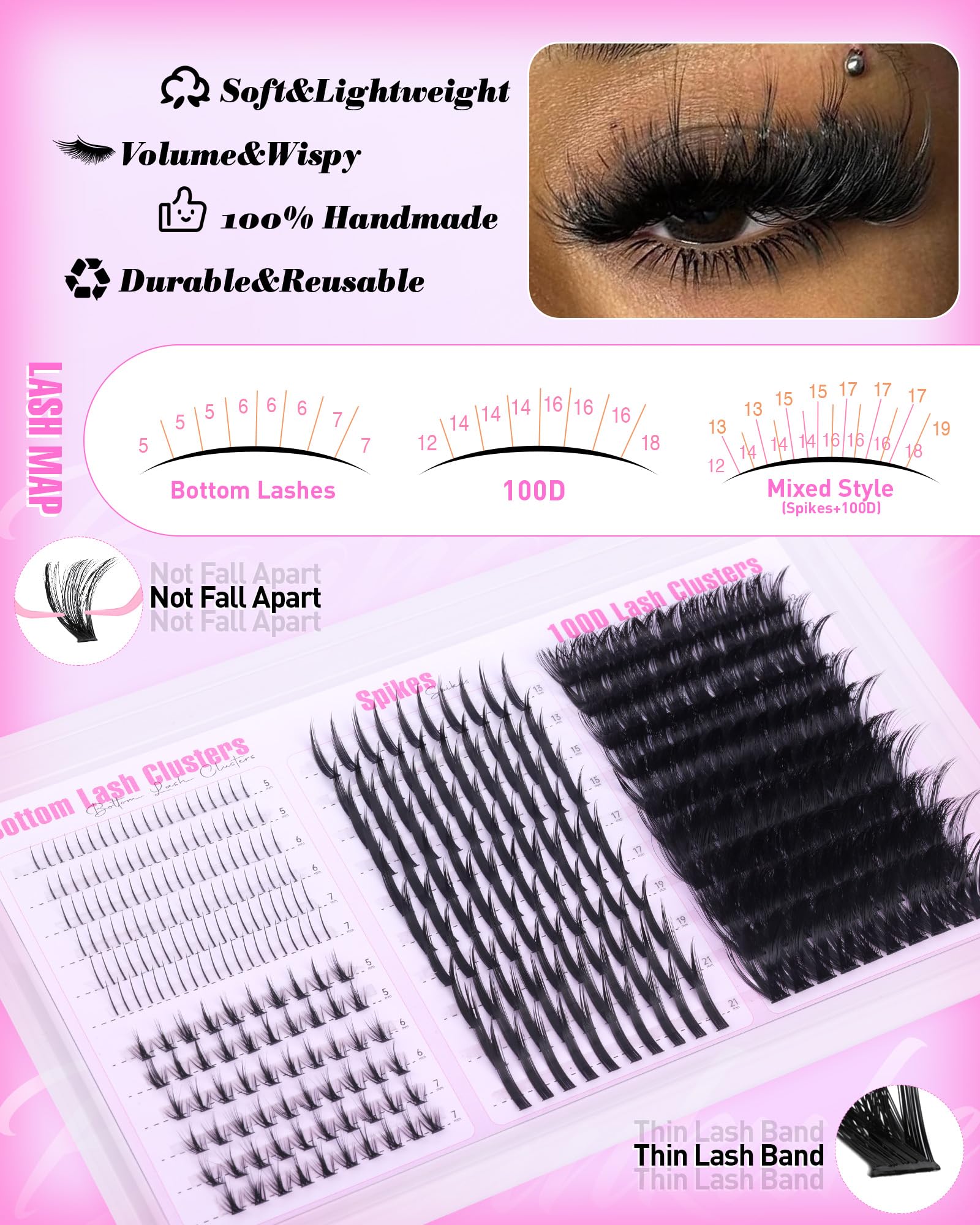 Boahankuke lash clusters kit double-curvature D-lashes create eye-opening drama.