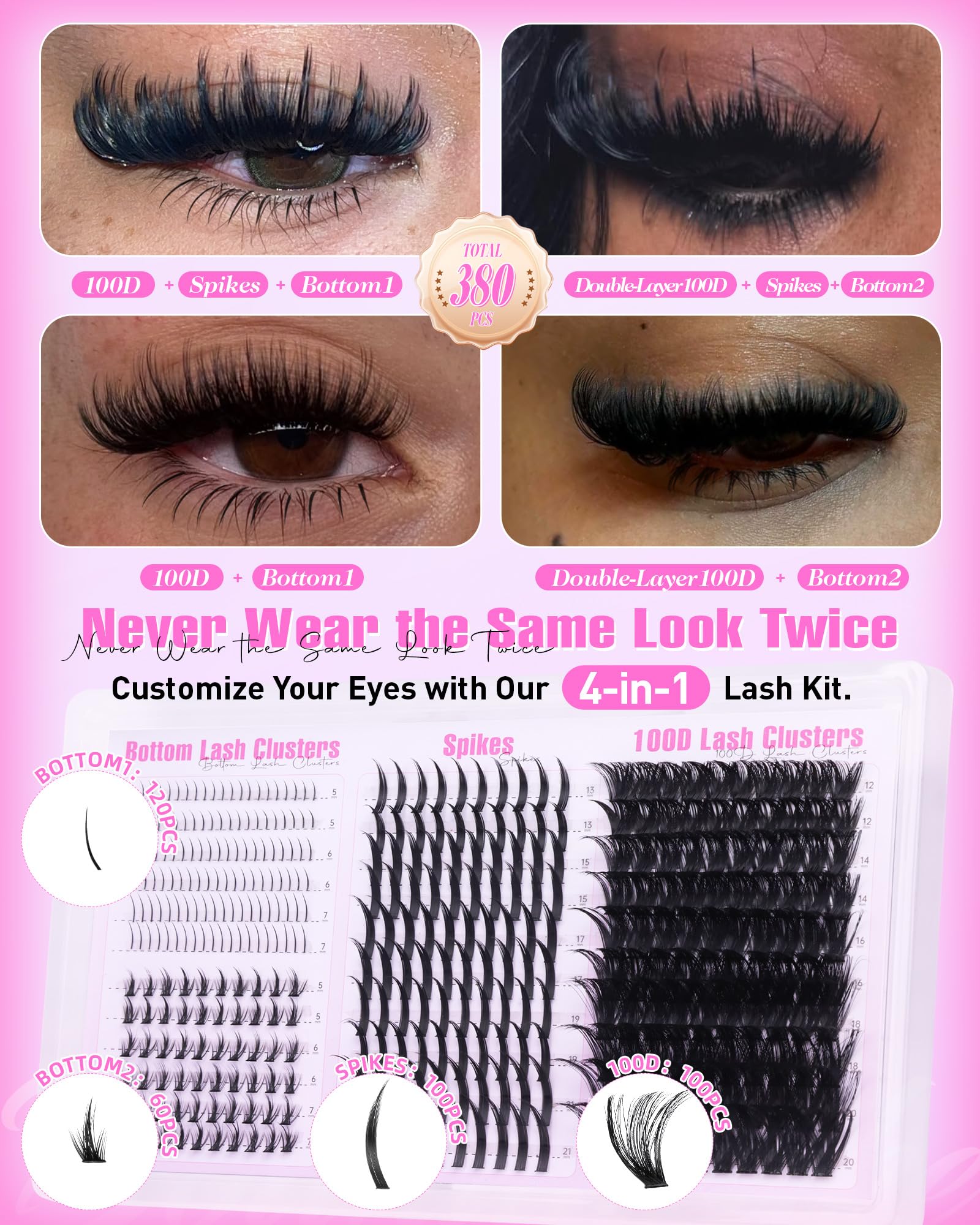 Boahankuke lash clusters kit wispy lashes sets perfect for natural day-to-night transitions.