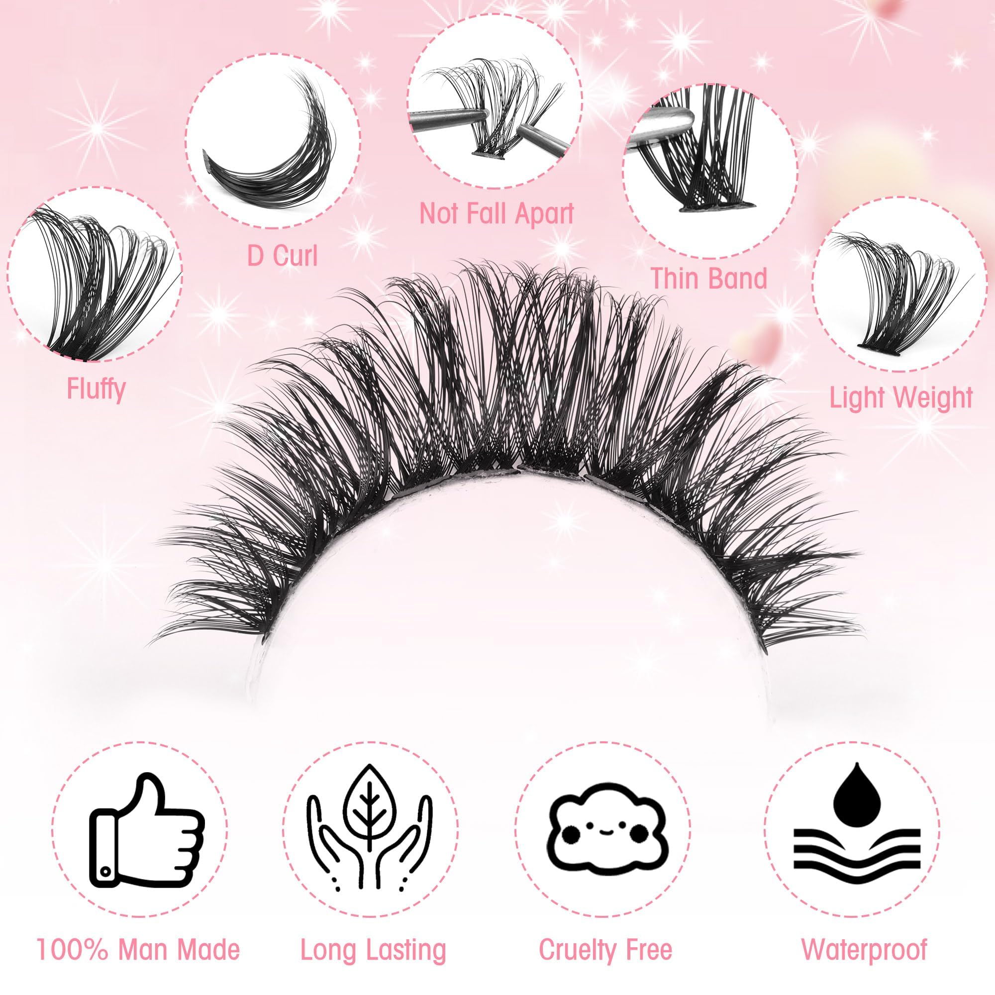 Boahankuke wispy style 1 lash clusters natural fullness for brighter eyes
