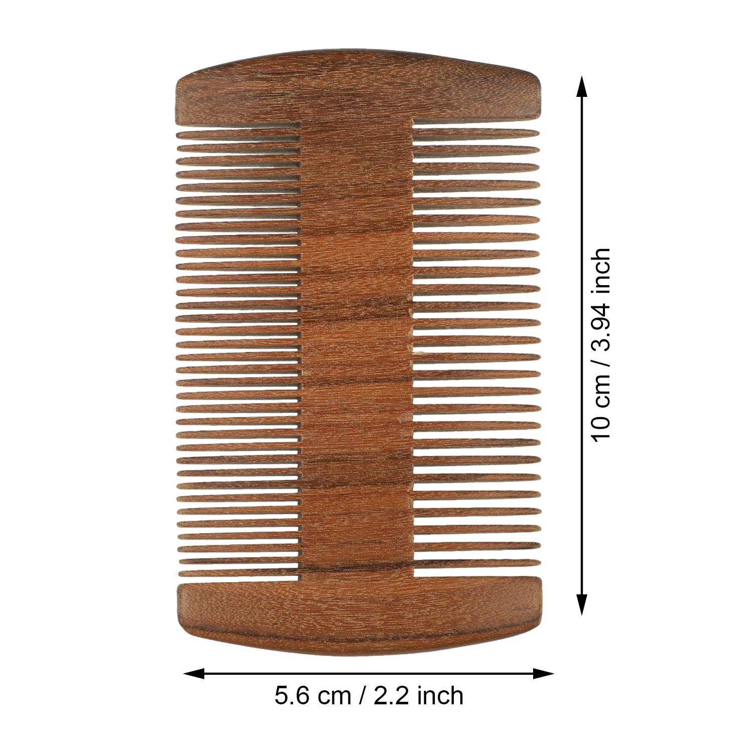 Boao sandalwood beard comb close-up reveals dual-action teeth for versatile styling