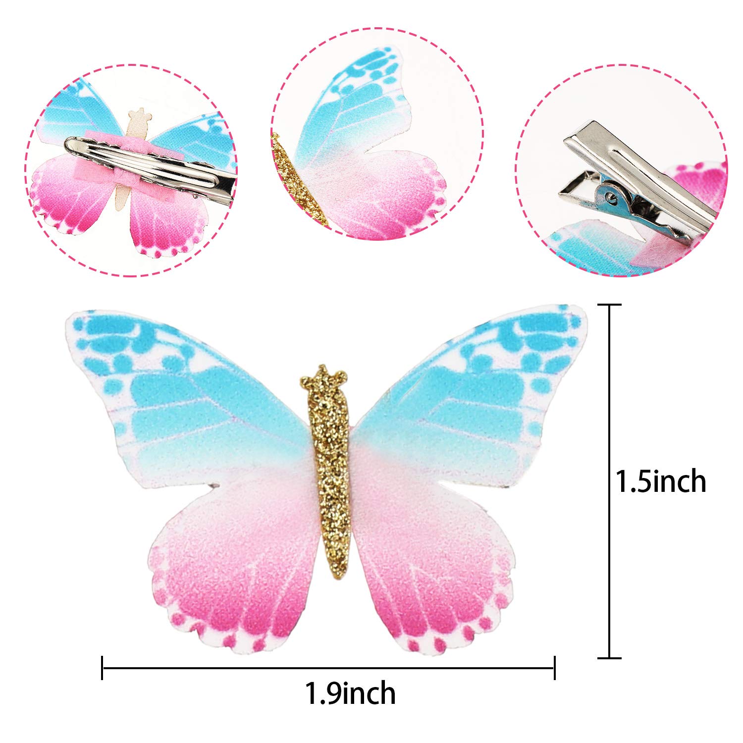Boao butterfly wings fabric clip highlights playful, vibrant style with lightweight comfort.