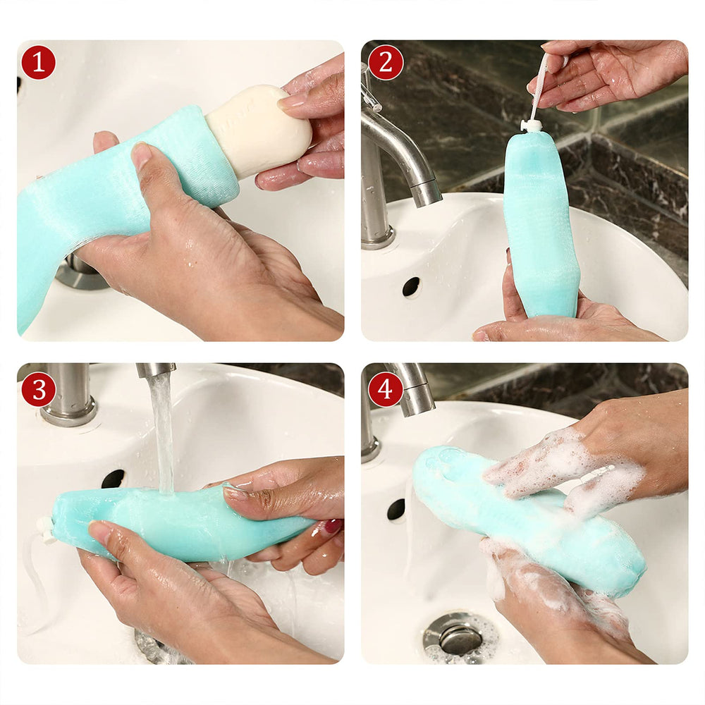 Boao mesh soap bag in use with fragrant handmade soap provides lather.