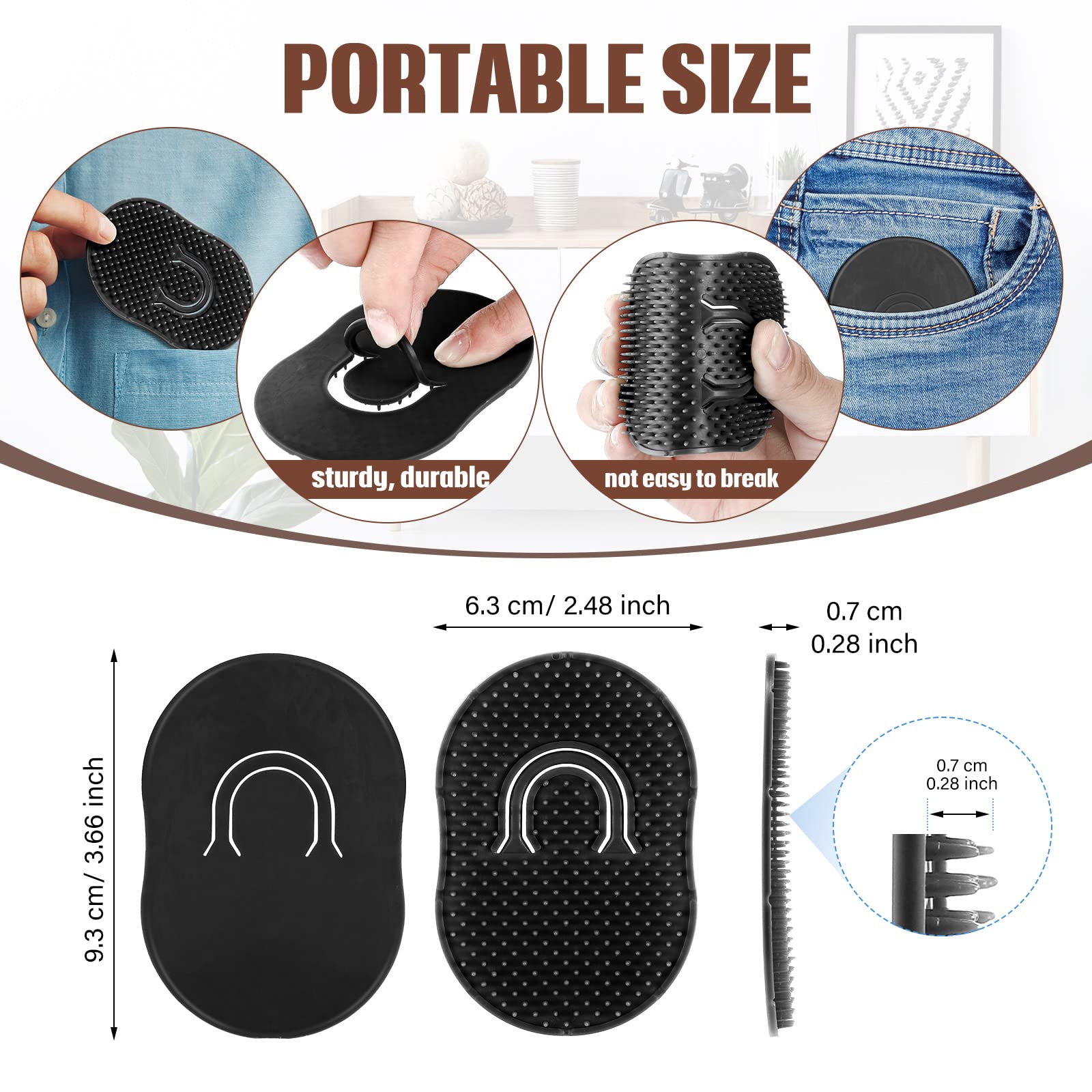 Boao pocket comb 12-pack black hand-use highlights easy grip