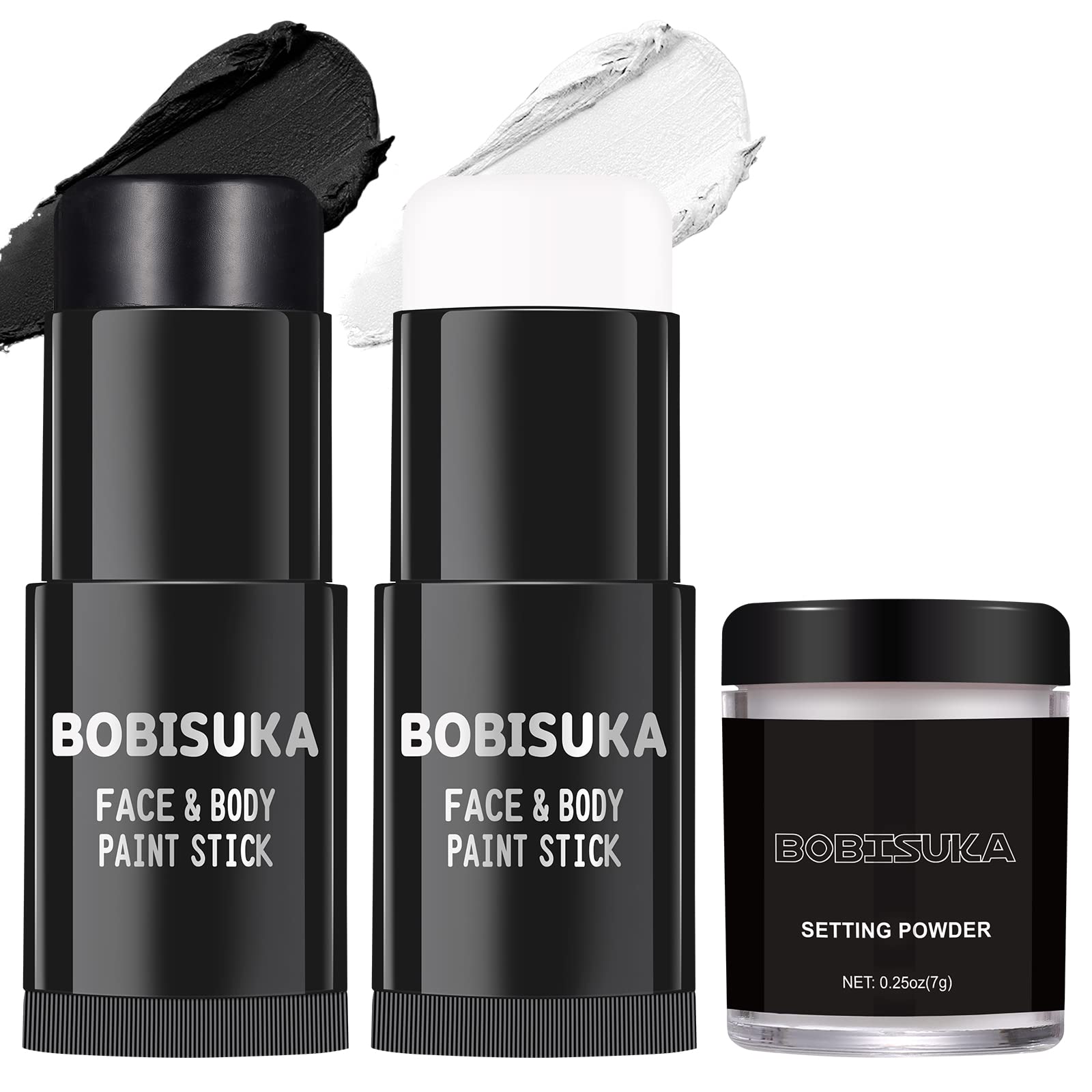 BOBISUKA black white face paint stick enables rapid character styling for sports and cosplay.