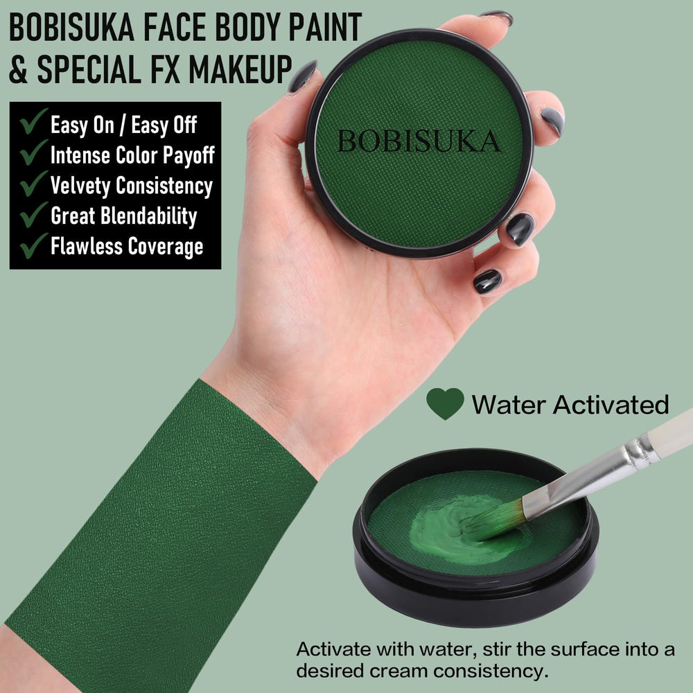 BOBISUKA face paint kit closeup highlights bright colors for DIY cosplay and quick costumes.