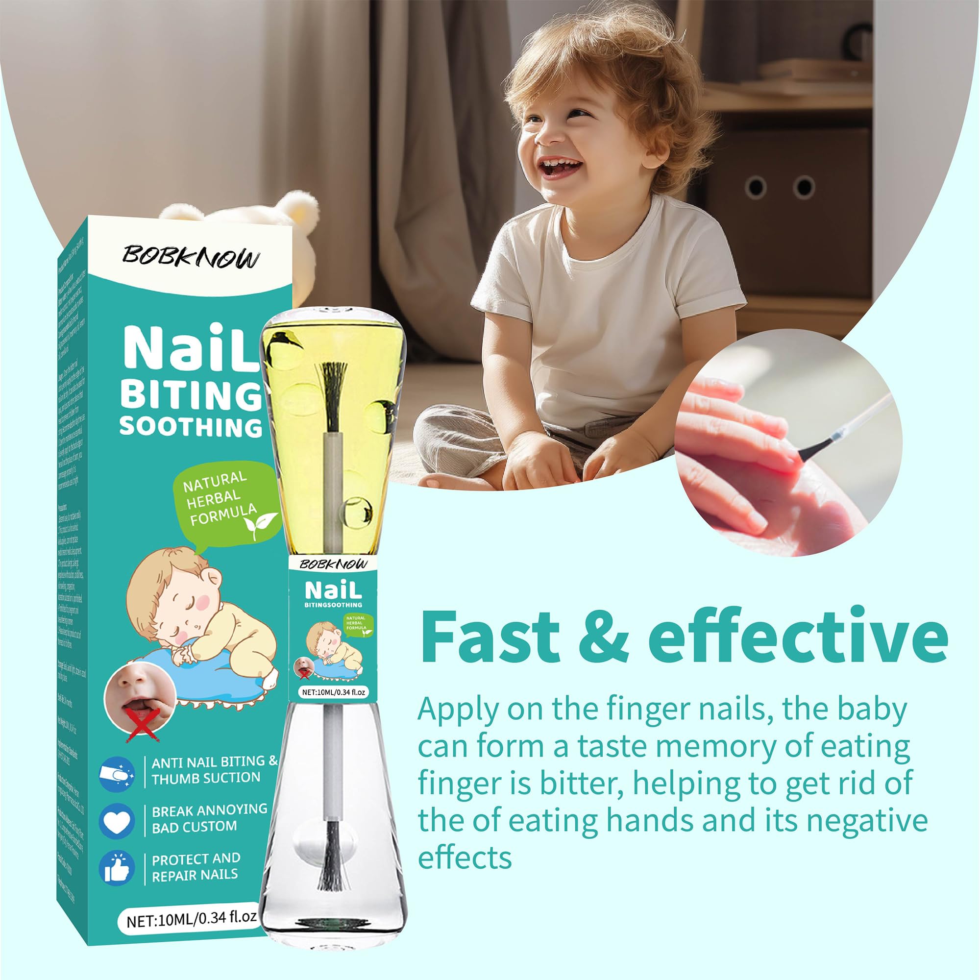 bobknow nail biting brush applicator demonstrates easy single layer application