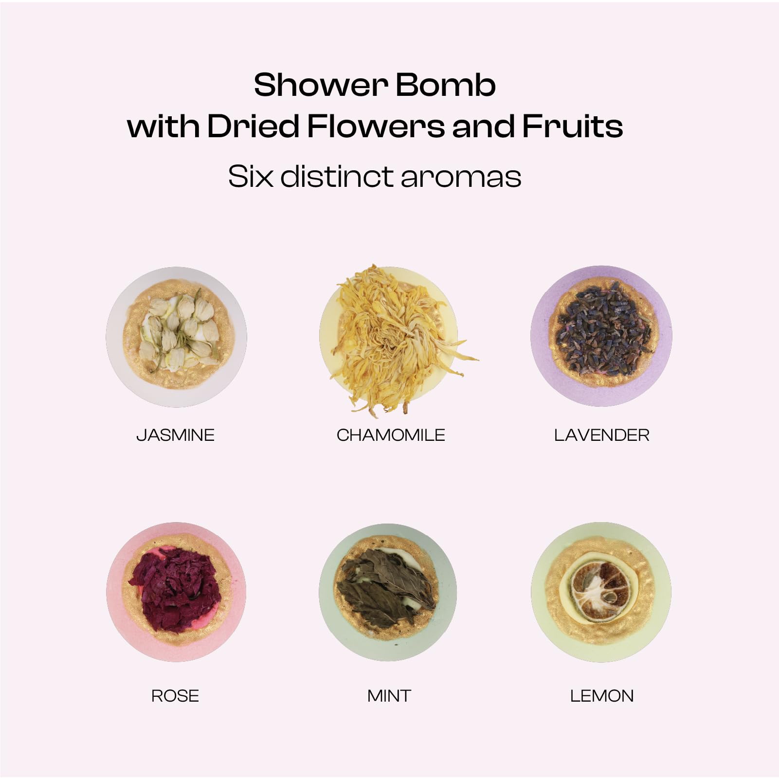 BoboSweeTree bath bombs real flowers close-up emphasizing natural floral aroma and skin pampering.