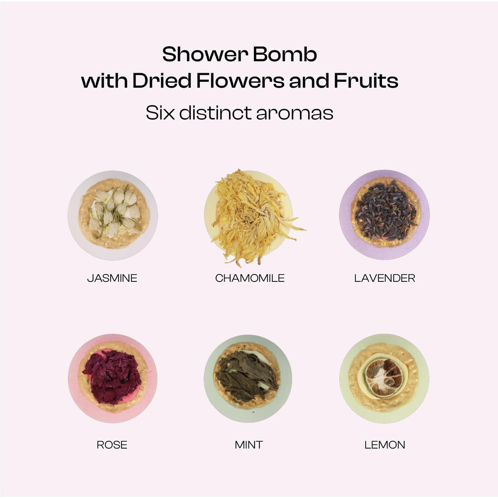 BoboSweeTree bath bombs real flowers close-up emphasizing natural floral aroma and skin pampering.