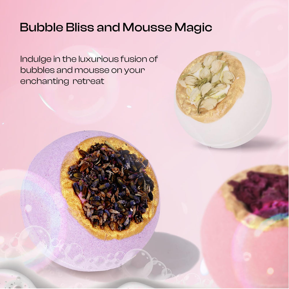 BoboSweeTree bath bombs rose jasmine lavender blend for relaxing aromatherapy during bath.