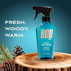 Bod Man Fresh Blue Musk spray pump demonstrates quick even application for daily wear