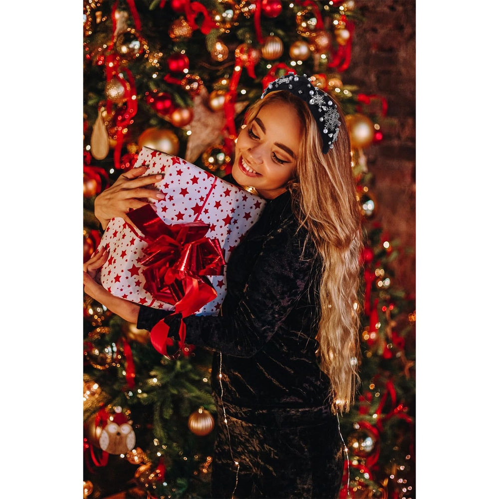 boderier snowflake headband knotted design showcases crystal shine for holiday parties