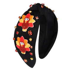 boderier Thanksgiving headband turkey beadwork adds festive style for family dinners
