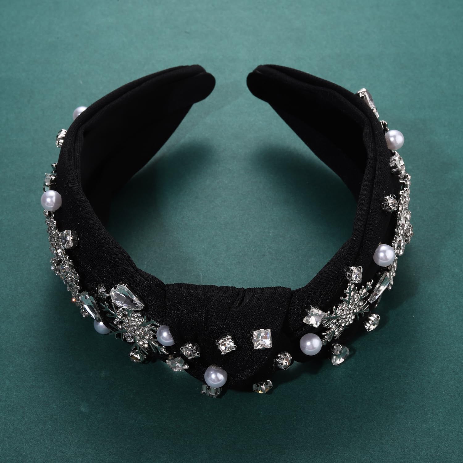 boderier wide knotted headband snowflake offers comfortable wear and eye-catching sparkle