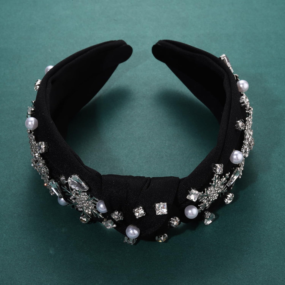 boderier wide knotted headband snowflake offers comfortable wear and eye-catching sparkle