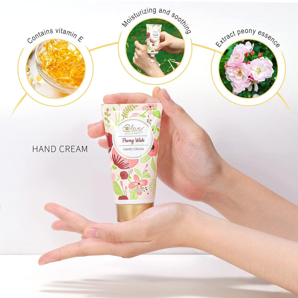 Peony scented foot cream offering moisture and rejuvenation for tired feet.