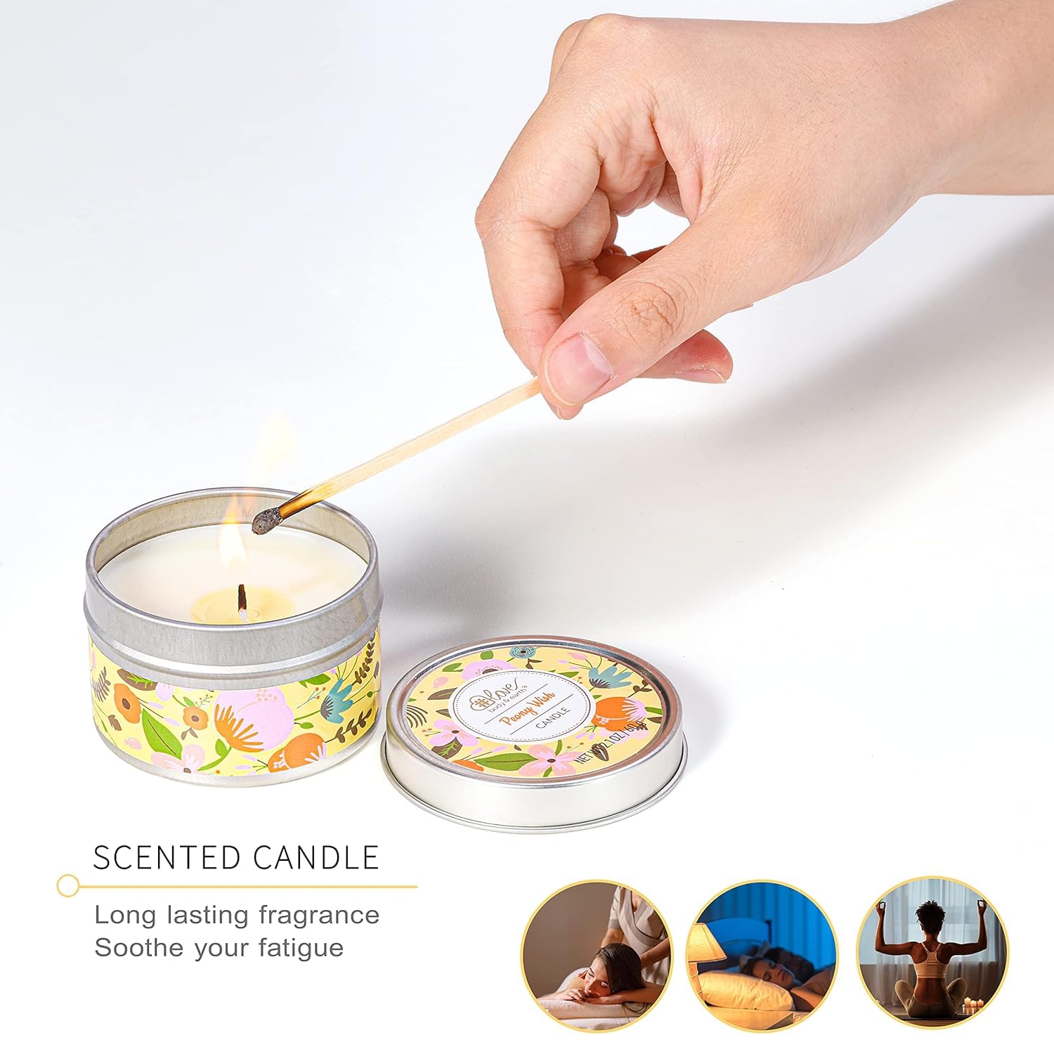 Peony Wish scented candle creating a tranquil atmosphere for relaxation.