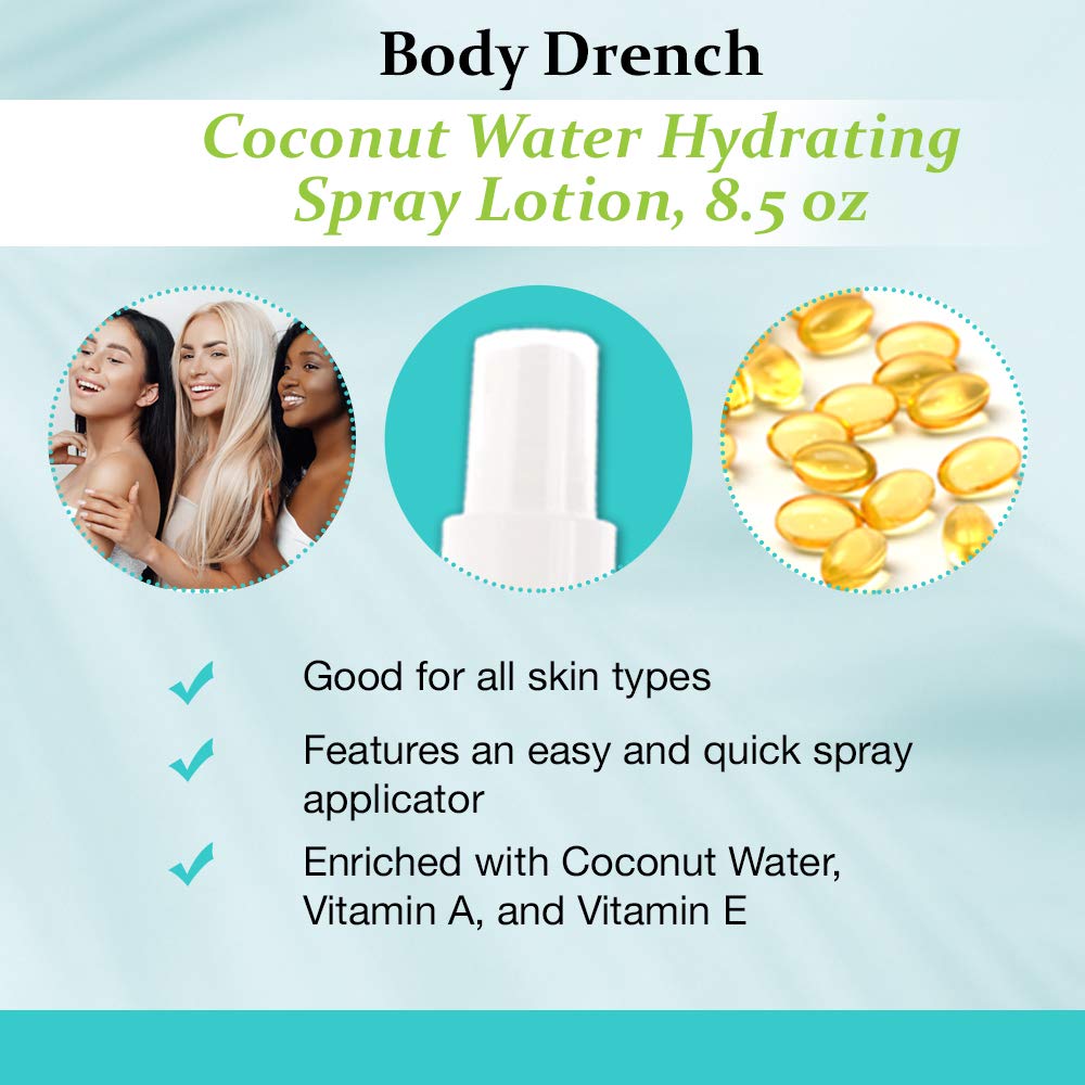 Body Drench Coconut Water Spray Lotion nozzle in action