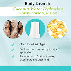 Body Drench Coconut Water Spray Lotion nozzle in action