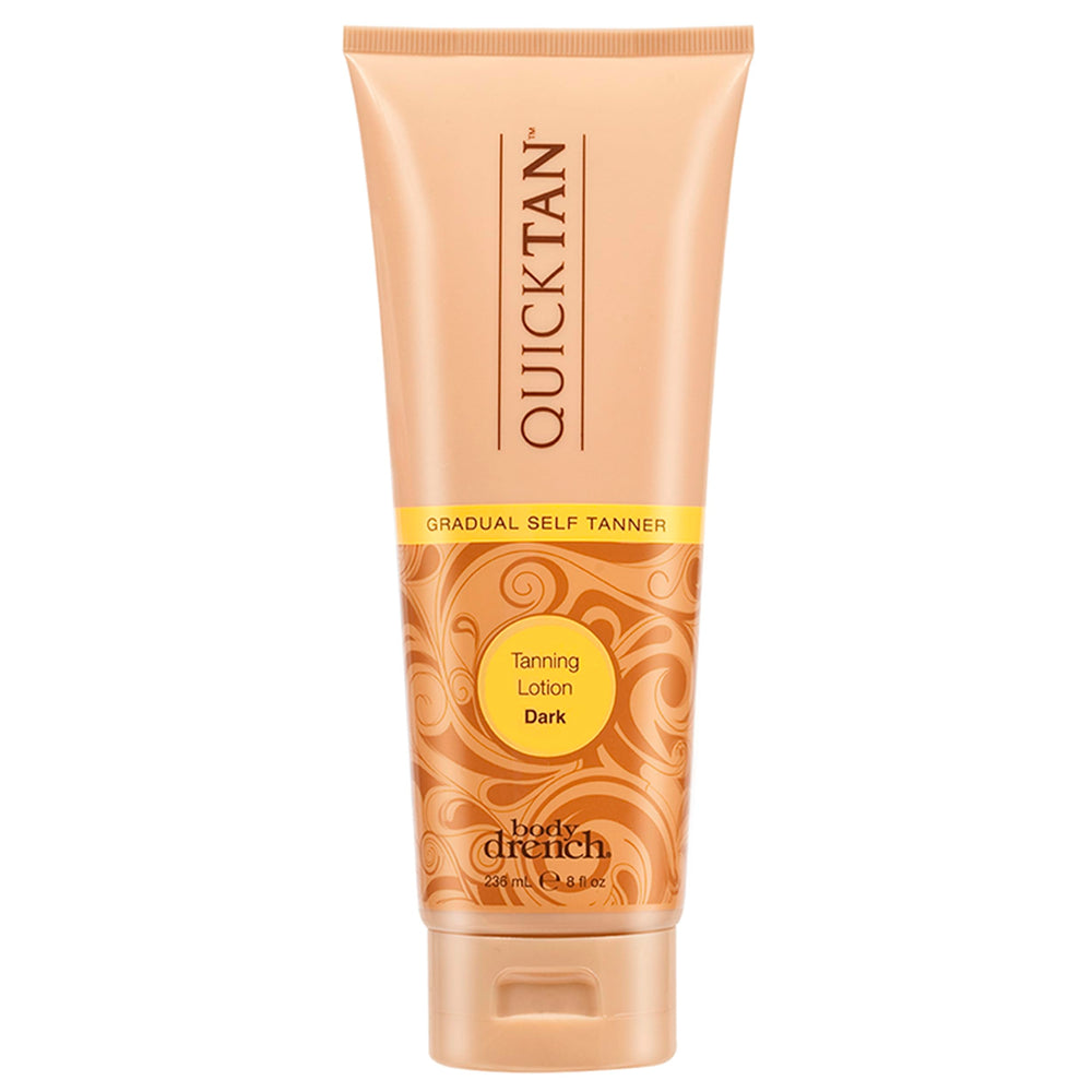 Body Drench Quick Tan bottle shown for convenient sunless tanning at home