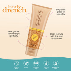 Body Drench Quick Tan close-up texture highlights hydrating formula for moisturized bronze