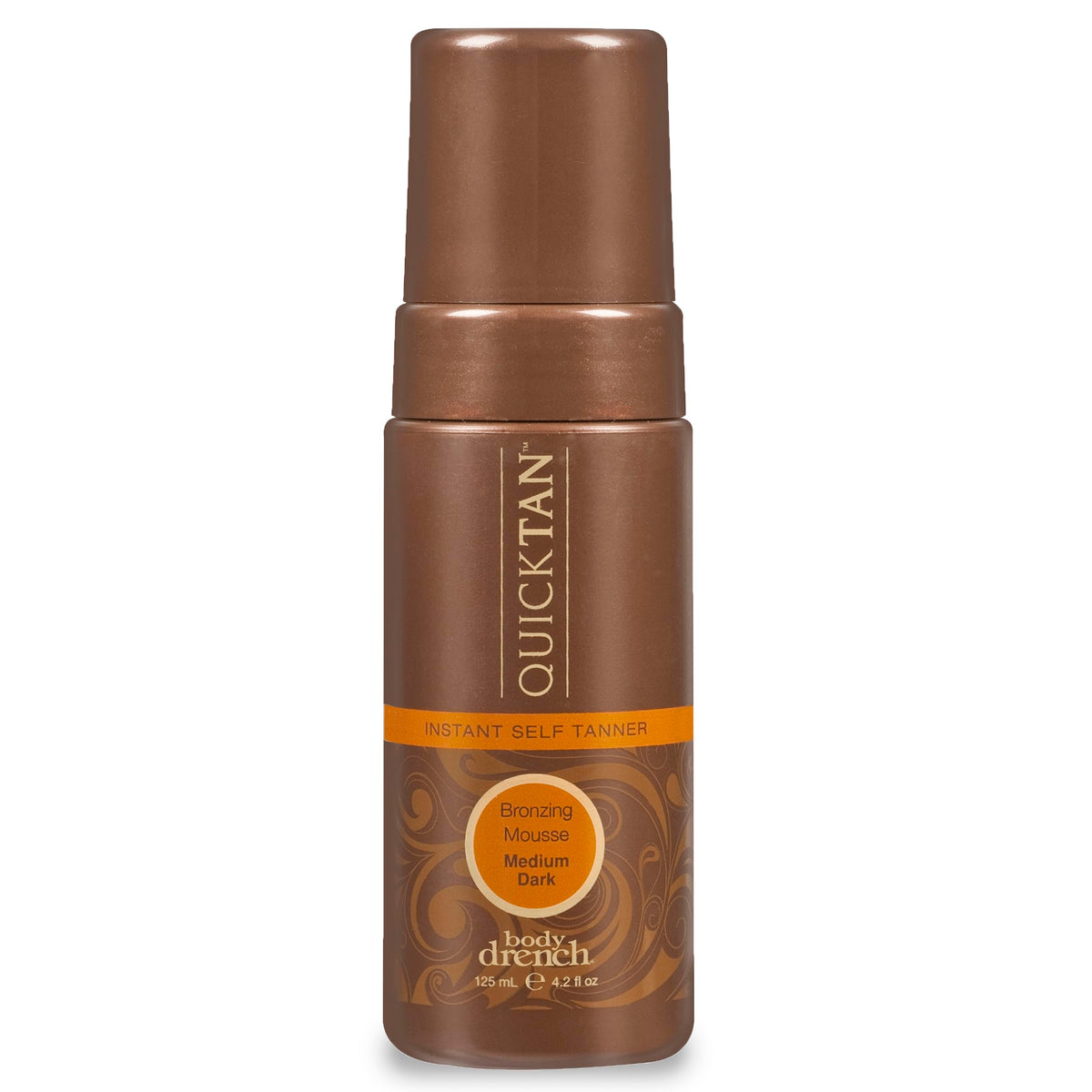 Body Drench QuickTan mousse packaging shows lightweight, vegan tan solution for easy at-home tanning.