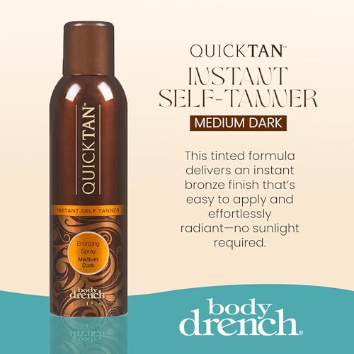 Body Drench QuickTan tinted formula visible on skin for precise application
