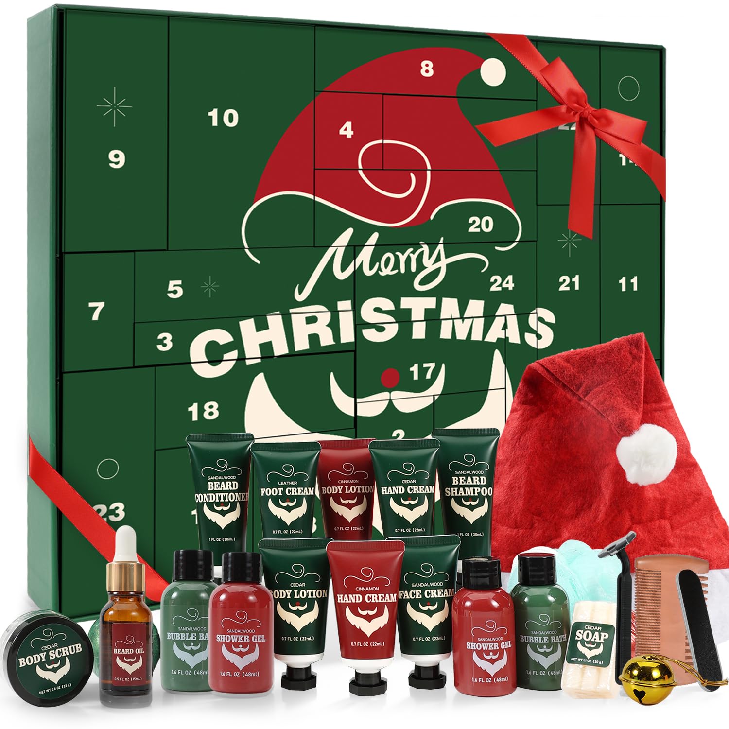 BODY & EARTH Advent Calendar 2025 box closeup, premium gift for daily grooming.