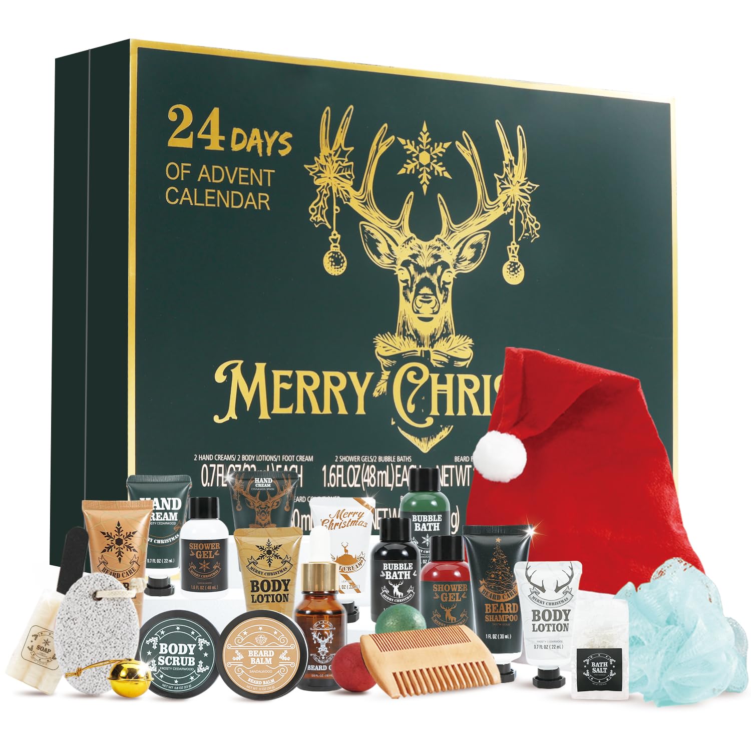 BODY & EARTH Advent Calendar 2025 box-front highlights premium beard care gifts for men.
