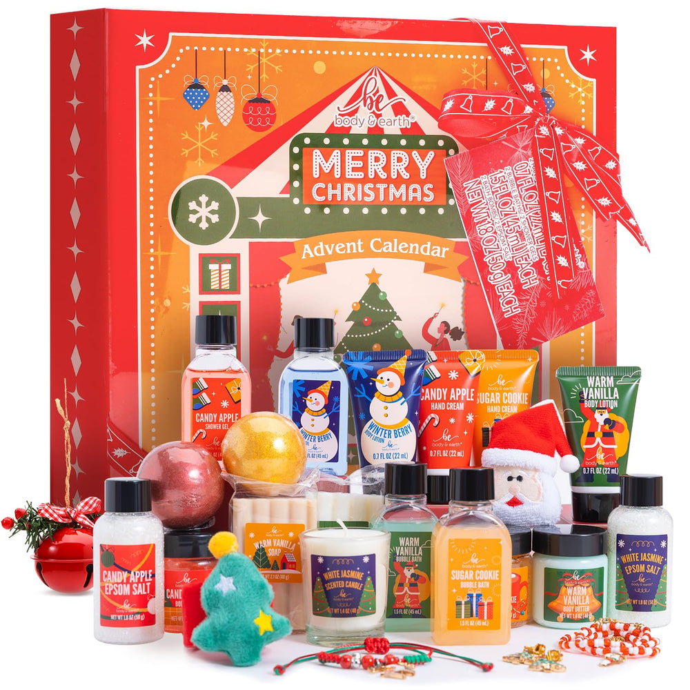 BODY & EARTH Advent Calendar 2025 cover showing 24 days of beauty treats for gifting.