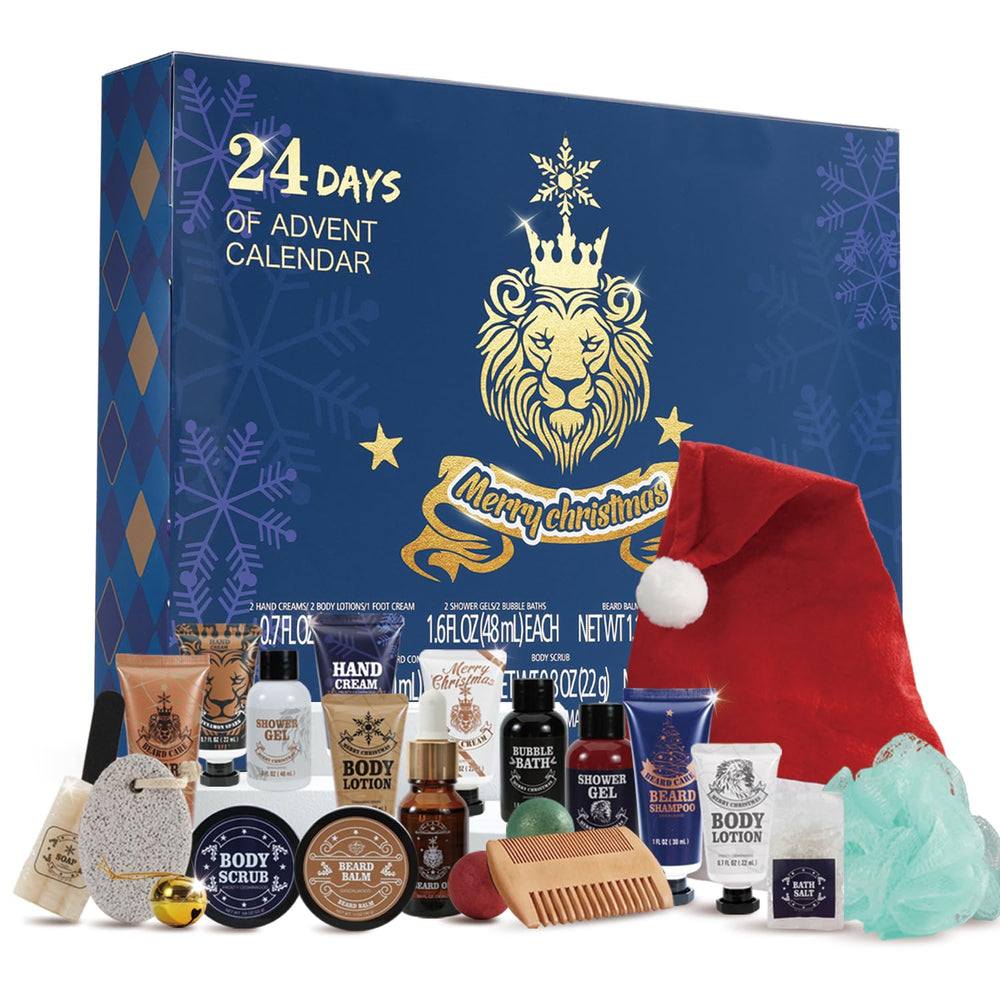 BODY & EARTH advent calendar gift-pack image emphasizes premium self-care for dads and partners