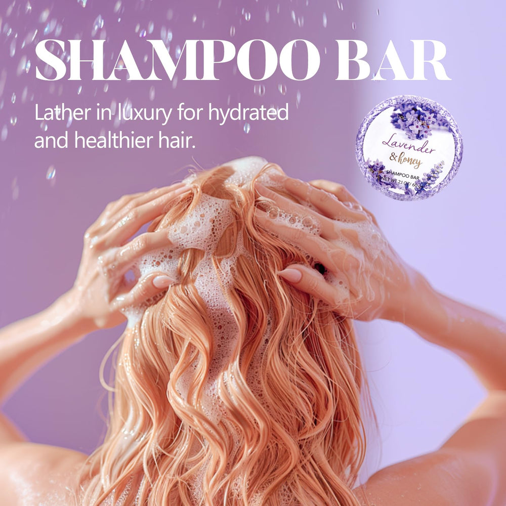 Body & Earth Lavender Honey shampoo bar for clean hair with natural slip.