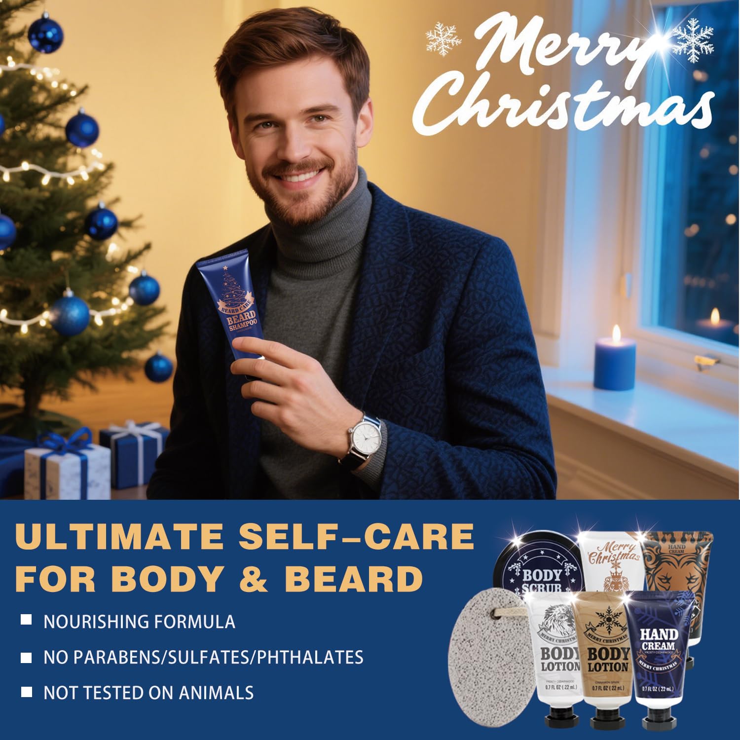 BODY & EARTH beard oil bottle demonstrates premium nourishment for coarse beards