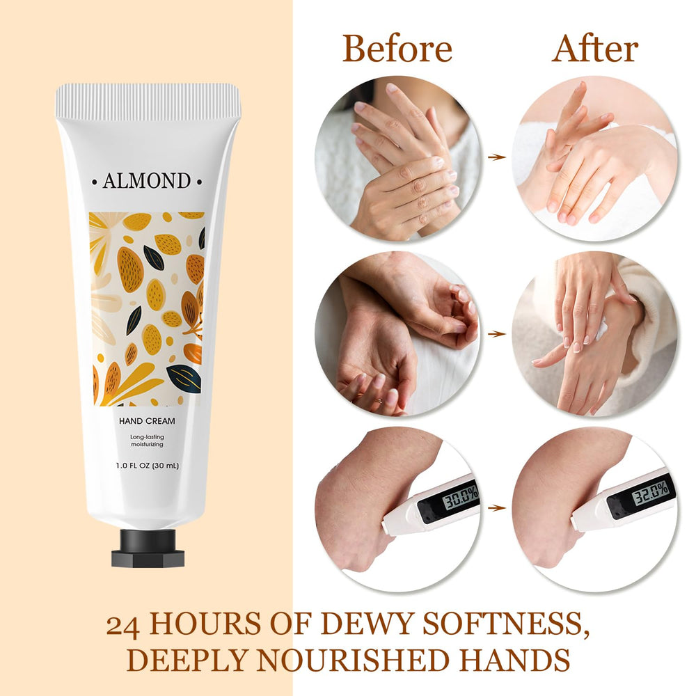 BODY & EARTH hand cream absorption close-up shows lightweight, non-greasy hydration.