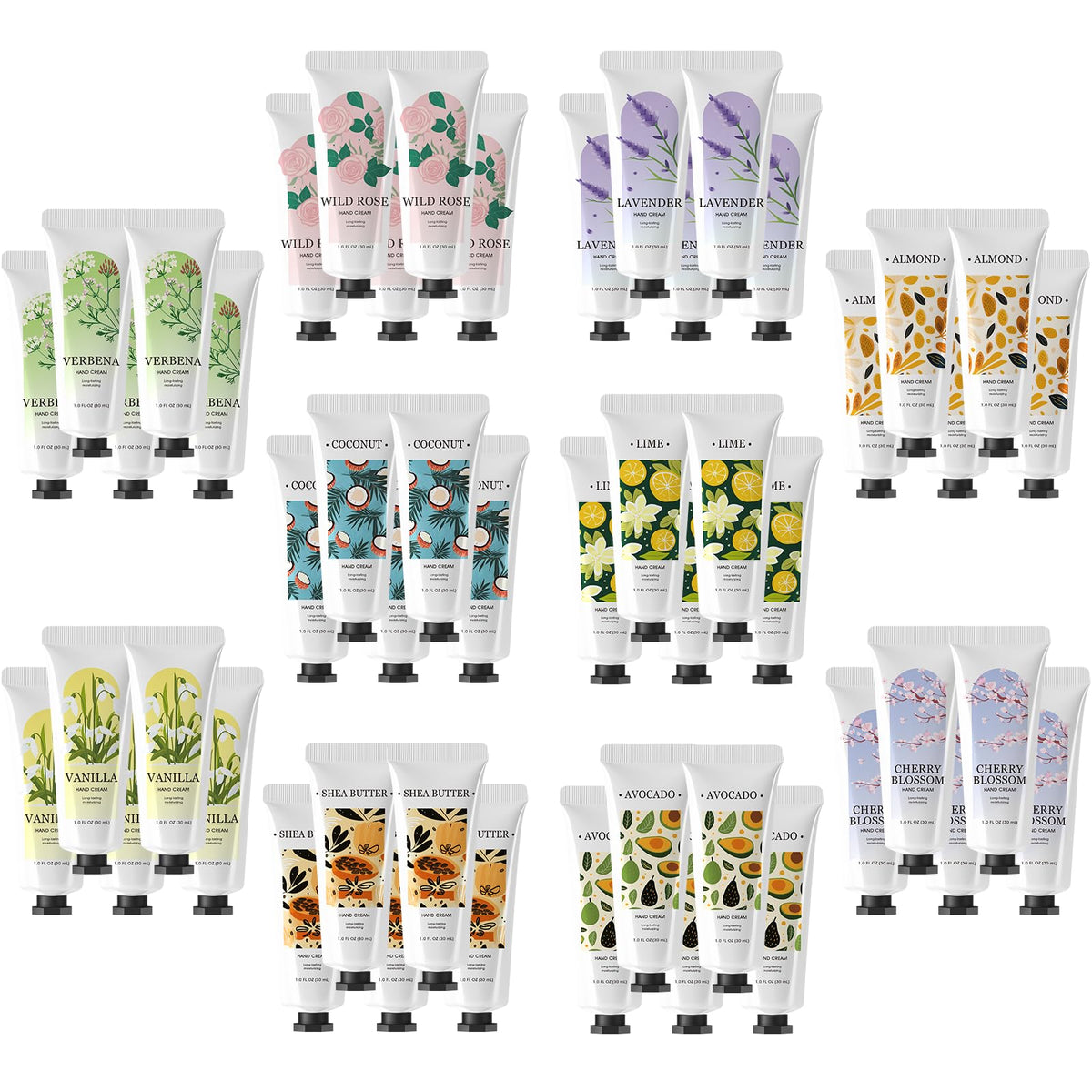 BODY & EARTH hand cream bulk pack shows 50 tubes for gifting and daily use