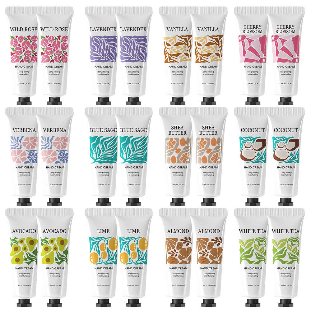 Body & Earth # Love 24-pack hand cream set with assorted scents for daily dry-hand moisture.