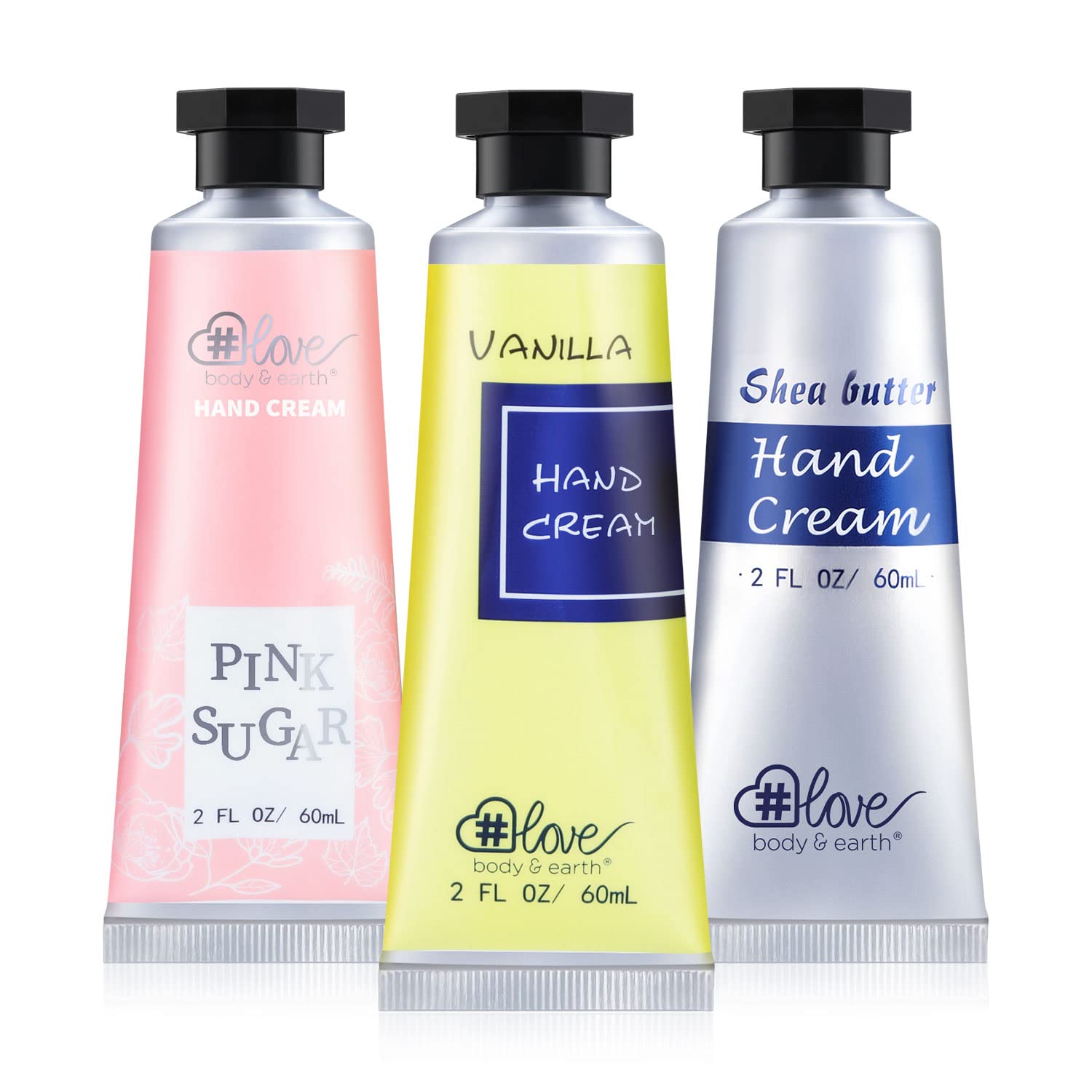 Body Earth Love hand cream applied on hands for silky softness