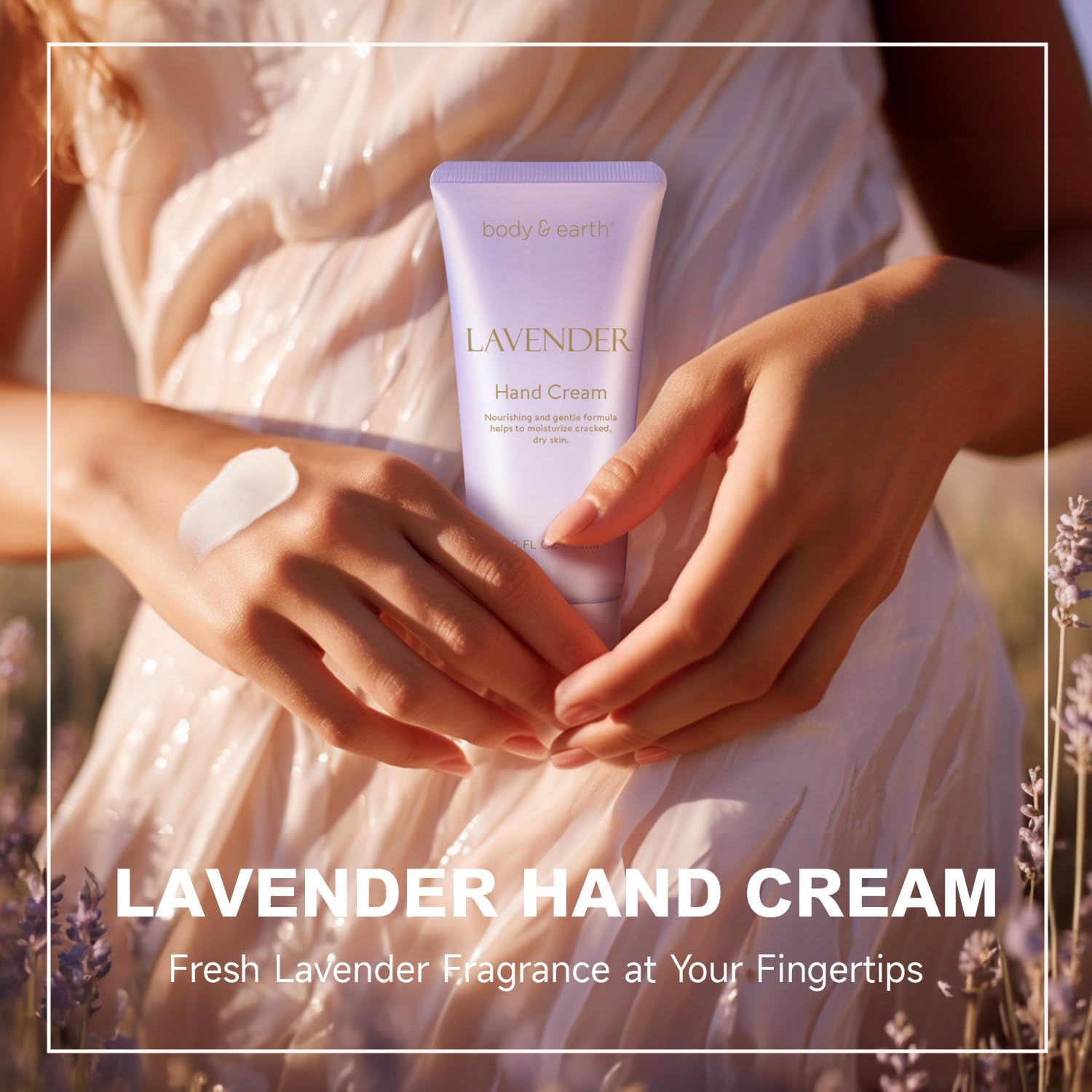 Body & Earth nourishing hand cream tube offering quick dry hand relief.