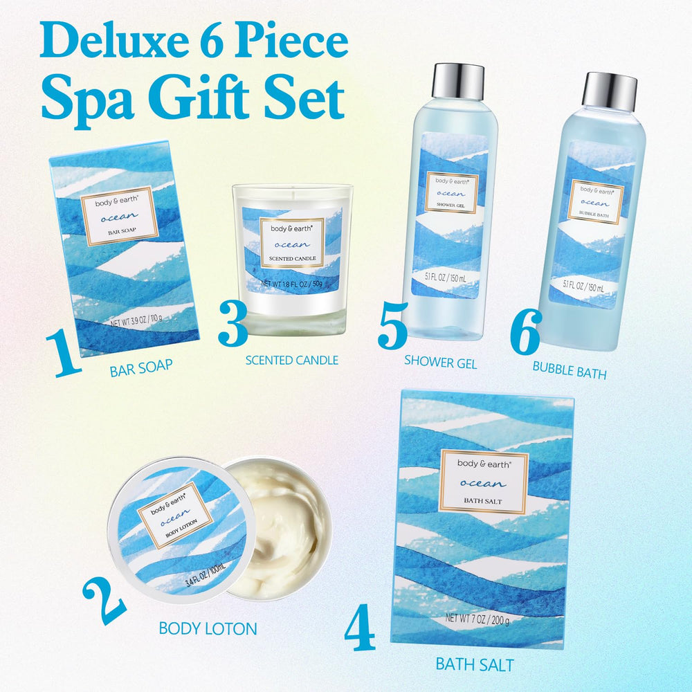 Body & Earth Ocean gift set scented candle creates cozy ambiance