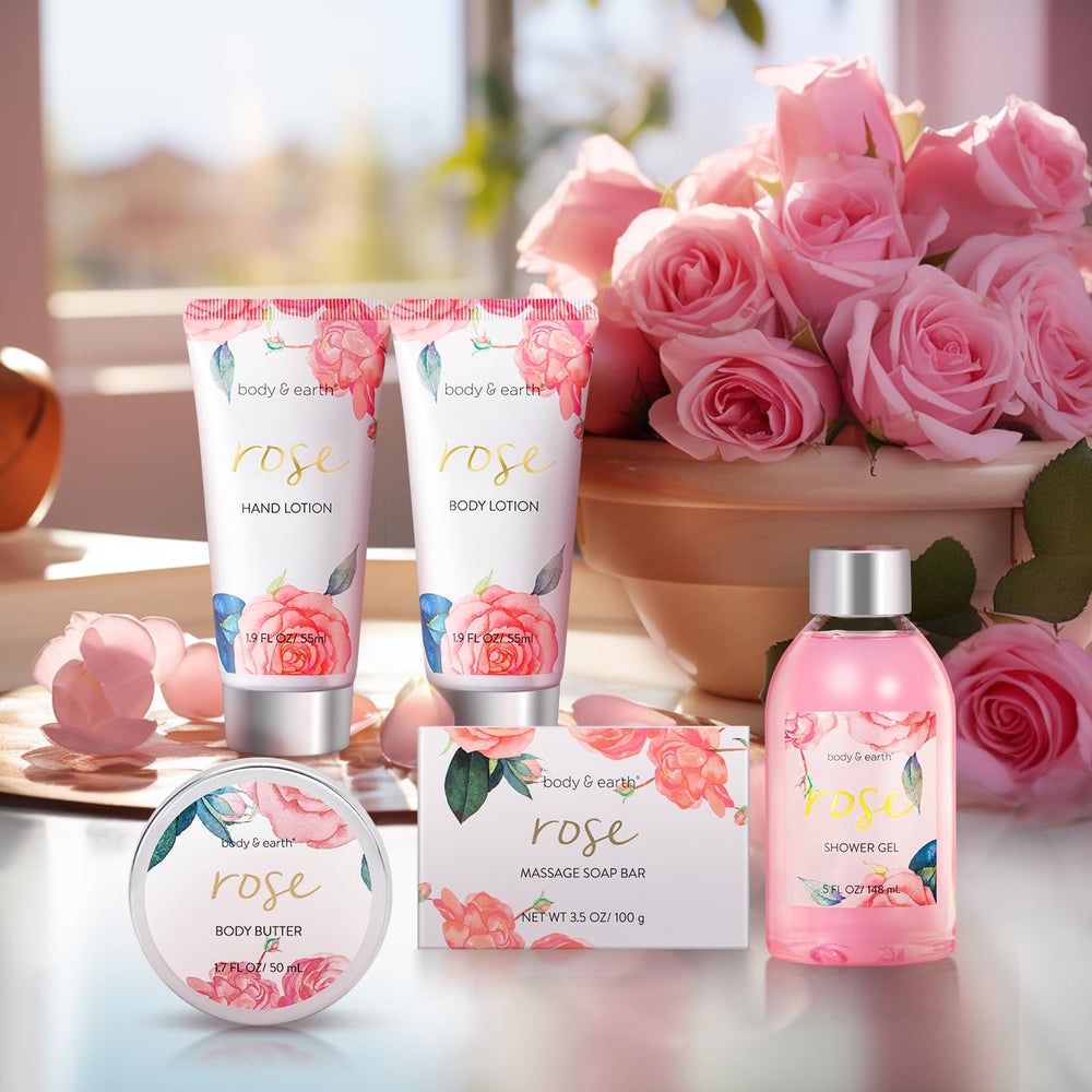 Body & Earth Rose Spa Gift Set body butter nourishes and smooths dry skin.